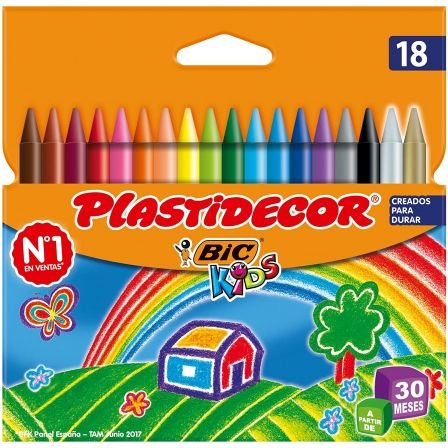 Plastidecor Estuche de 18 Ceras de Colores Surtidos Plastidecor Estuche de 18 Ceras de Colores Surtidos